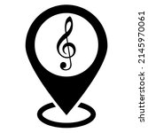 music and note icon on map... | Shutterstock .eps vector #2145970061