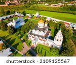 Intercession or Pokrovsky Monastery aerial panoramic view in Suzdal city, Golden Ring of Russia
