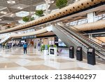 Small photo of BAKU, AZERBAIJAN - SEPTEMBER 16, 2016: Baku Heydar Aliyev International Airport interior. It is one of the six international airports serving Azerbaijan. The airport is located 20 kilometers of Baku.