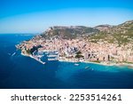 Monte Carlo, Monaco aerial panoramic view. Monaco is a country on the French Riviera near France in Europe.
