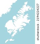 Outline white map of Kodiak island