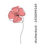Poppies Flower Continuous Line...
