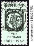 Small photo of IRELAND - CIRCA 1967: a stamp printed in the Ireland shows One Cent Fenian Fantasy, Centenary of Fenian Rising, circa 1967