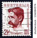 Small photo of AUSTRALIA - CIRCA 1949: a stamp printed in the Australia shows Henry Hertzberg Lawson, Author and Poet, circa 1949