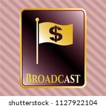  gold shiny badge with flag... | Shutterstock .eps vector #1127922104