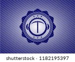 pickaxe icon inside emblem with ... | Shutterstock .eps vector #1182195397