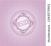 paid icon inside pink emblem.... | Shutterstock .eps vector #1343575901