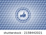 like icon inside blue emblem or ... | Shutterstock .eps vector #2158442021