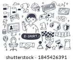 e sport championship doodle set ... | Shutterstock .eps vector #1845426391