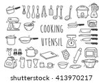 Set Of Kitchen Utensil Doodle