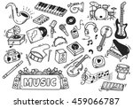 set of music instrument in...