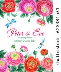 wedding invitation card with... | Shutterstock . vector #623381561