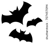 Halloween Black Bat Icon Set....