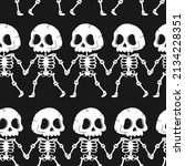 cute skeleton dance and hold... | Shutterstock .eps vector #2134228351