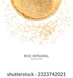 Small photo of Creative layout made of integral rice on the white background. Flat lay. Food concept.