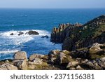 Small photo of Waves breaking on The Peal, Dr Syntax's Head, Land's End, Cornwall, UK