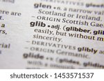 Small photo of Word or phrase Glib in a dictionary