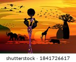 sunset landscape of forest... | Shutterstock .eps vector #1841726617