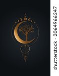mystical moon phases  tree of... | Shutterstock .eps vector #2064966347