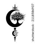 mystical moon  tree of life and ... | Shutterstock .eps vector #2118586937
