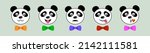 set cute panda face wearing... | Shutterstock .eps vector #2142111581