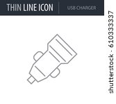 symbol of usb charger. thin... | Shutterstock .eps vector #610333337