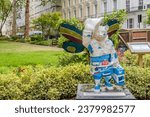 Small photo of London, England; July 19, 2023: Sculpture Paddington, The Pawprint Trail in City of Westminster area. Artist unknown.