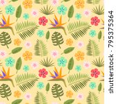 floral tropical vector seamless ... | Shutterstock .eps vector #795375364