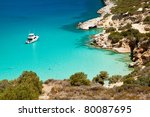 Ship Anchored In The Bay. Crete....