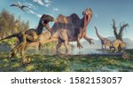 Spinosaurus And Deinonychus In...