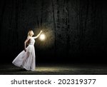 Young Woman In White Long Dress ...