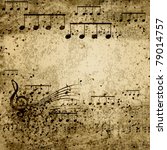 Music Notes On Old Paper Sheet...
