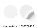 blank curled sticker mockup... | Shutterstock . vector #1332700457