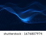 moving neon blue dots pattern... | Shutterstock . vector #1676807974