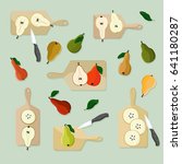 cutting pears   vector... | Shutterstock .eps vector #641180287
