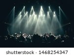 Concert Stage Lights  Crowd On...