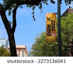 Small photo of AUSTIN, TEXAS - MARCH 10, 2023: SXSW South by Southwest Annual music, film, and interactive conference and festival. SXSW sign in Austin downtown