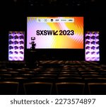 Small photo of AUSTIN, TEXAS - MAR 10, 2023: SXSW South by Southwest Annual music, film, and interactive conference and festival. Conference room at Austin Convention Center