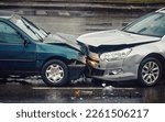Car accident on wet road during ...