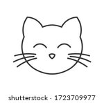 Cute Cat Face Line Icon. Vector ...