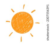 Doodle sun drawing isolated on...