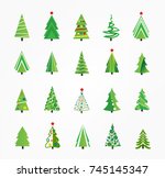 christmas tree set  vector... | Shutterstock .eps vector #745145347
