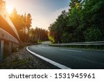 Long Curvy Forest Road In...