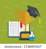 on line education with trophy... | Shutterstock .eps vector #1138405427