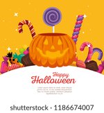 happy halloween celebration set ... | Shutterstock .eps vector #1186674007