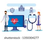 man and woman doctors with... | Shutterstock .eps vector #1350304277