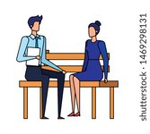 elegant business couple seated... | Shutterstock .eps vector #1469298131