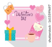 happy valentines day card with... | Shutterstock .eps vector #1615599697