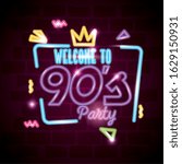 label welcome to nineties party ... | Shutterstock .eps vector #1629150931
