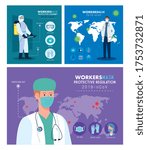group workers wearing medical... | Shutterstock .eps vector #1753732871